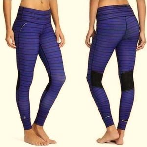 Purple striped Athleta Leggings